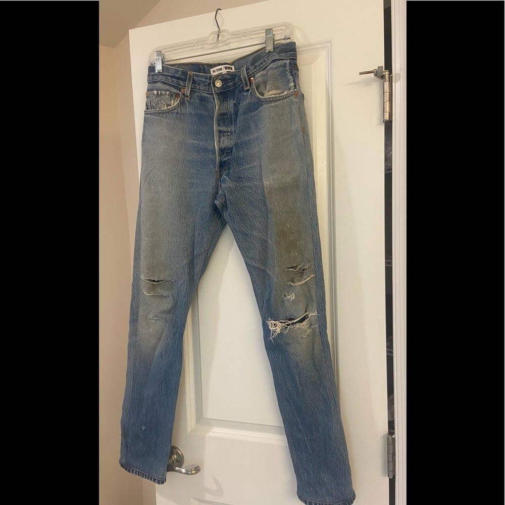 RE/DONE HighRise Ankle Crop Jeans Dirty Destroy 27